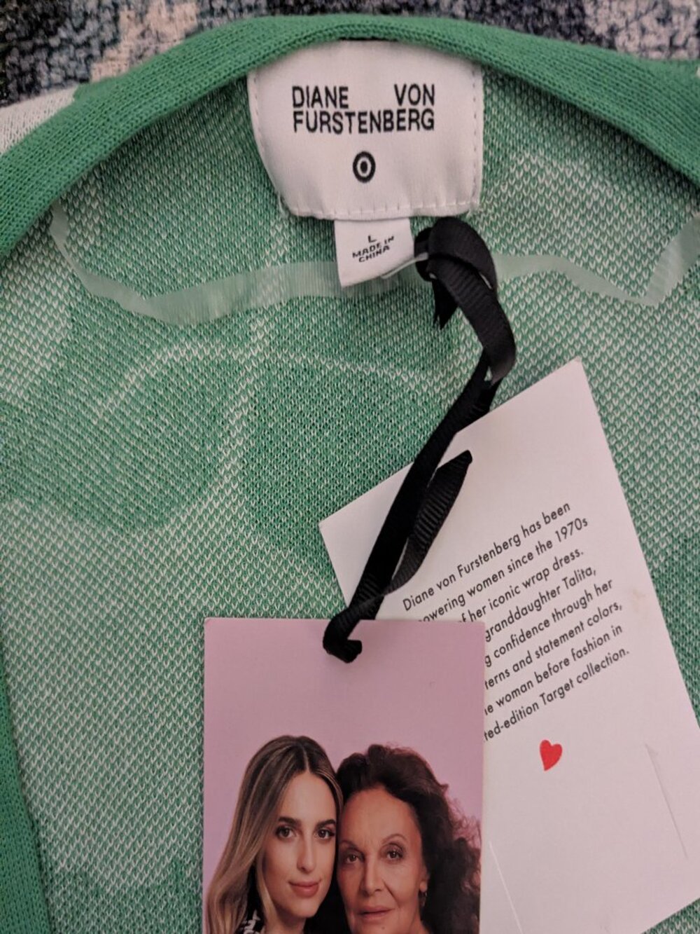 Diane Von Furstenberg x Target Gingko Green & White Wrap Sweater Top - Picture 2 of 4